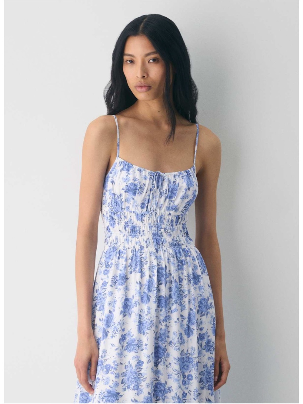 Wilfred Blue Floral Maxi Dress with Smocked Waist - STILL REGULAR PRICE ONLINE - Picture 2 of 12